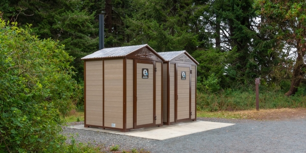 Wishbone John Jumbo Outhouses at Rathtrevor Provincial Park in Parksville BC